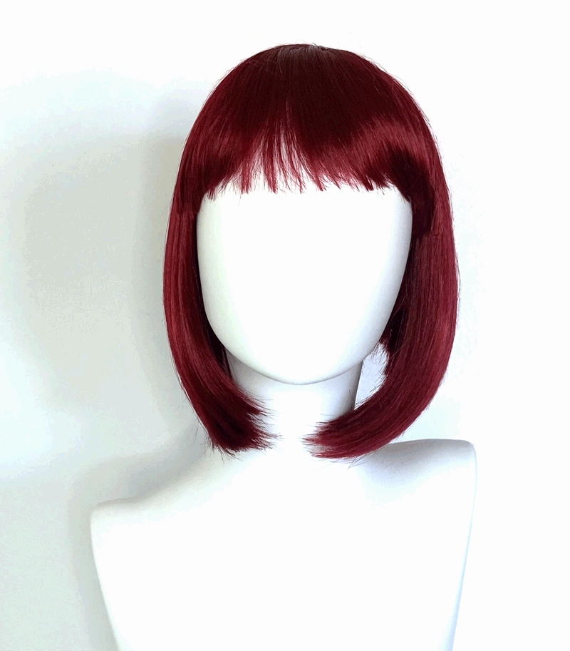 Red inverted bob wig, short and chic: Flavia