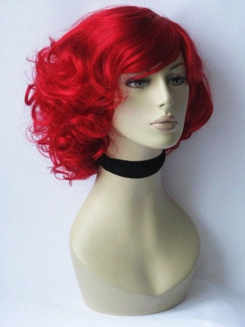 Rihanna style red wig, short with curls: Rihanna