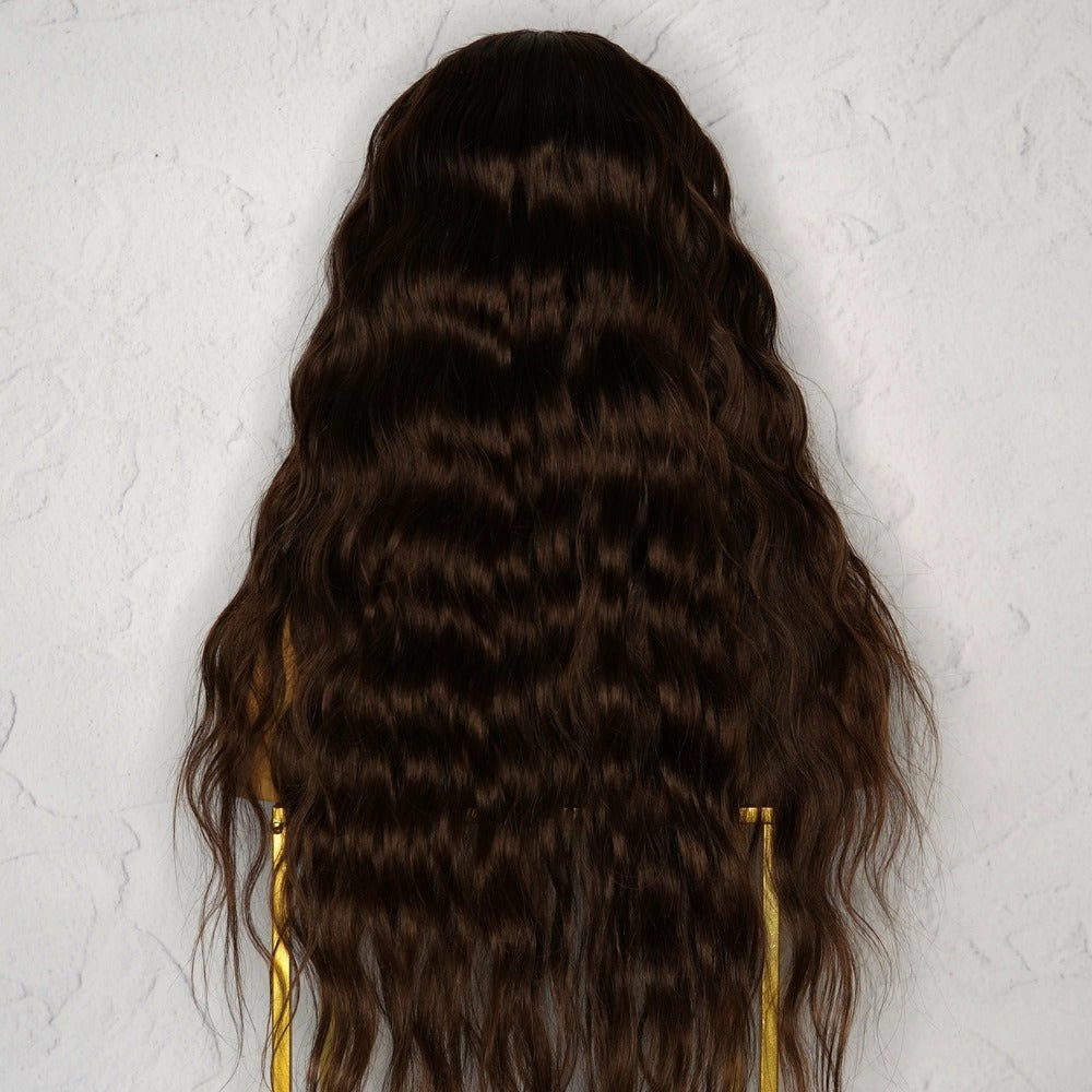 RIRI 26" Dark Brown Wavy Human Hair Lace Front Wig