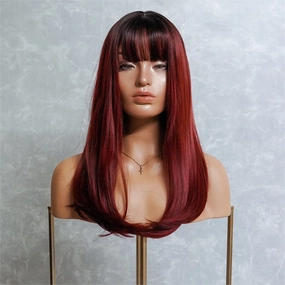 ROS Red Ombre Fringe Wig