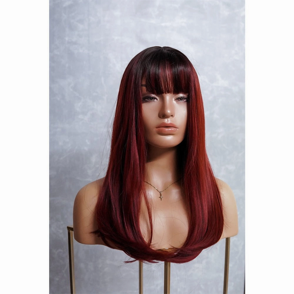 ROS Red Ombre Fringe Wig