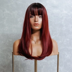 ROS Red Ombre Fringe Wig