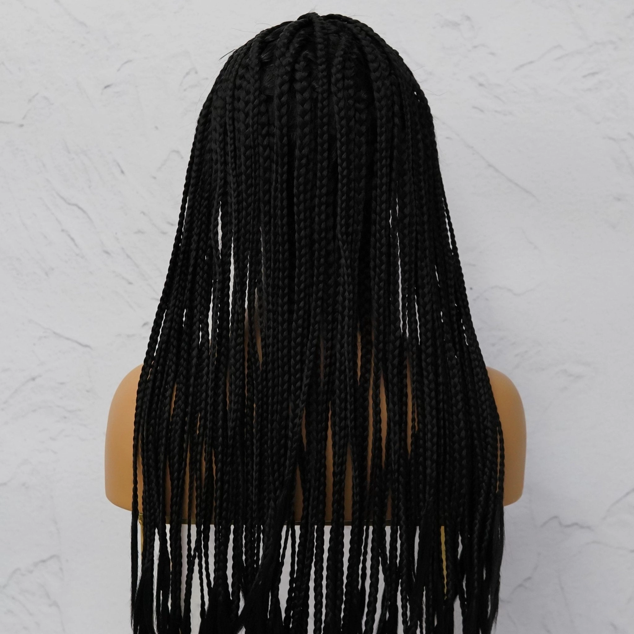 SAMPLE PHOENIX BLACK Braided 26" Lace Front Wig - Pre Cut Lace