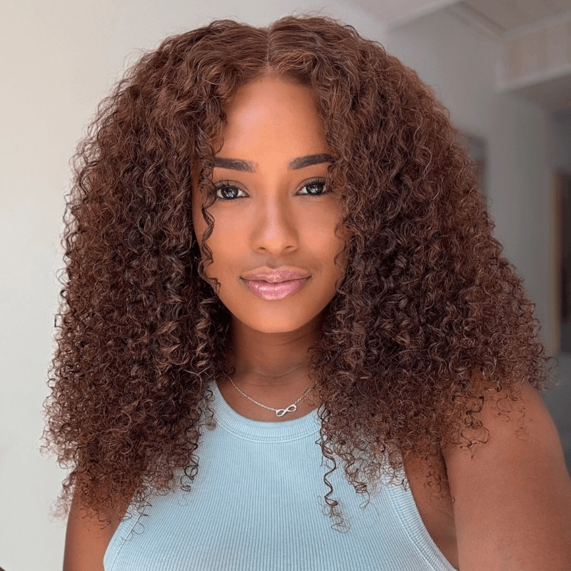 Sapphieruiz Same Wig | Geeta Hair Chocolate Brown Glueless Wig Pre Cut 4x6 Full Curly Colored Lace Human Hair Wigs