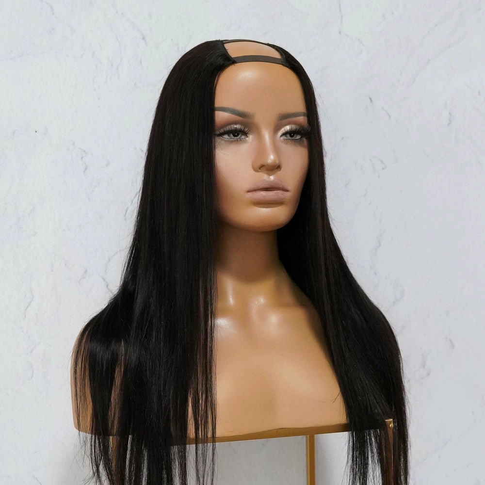 SARAH Black Human Hair U Part Wig