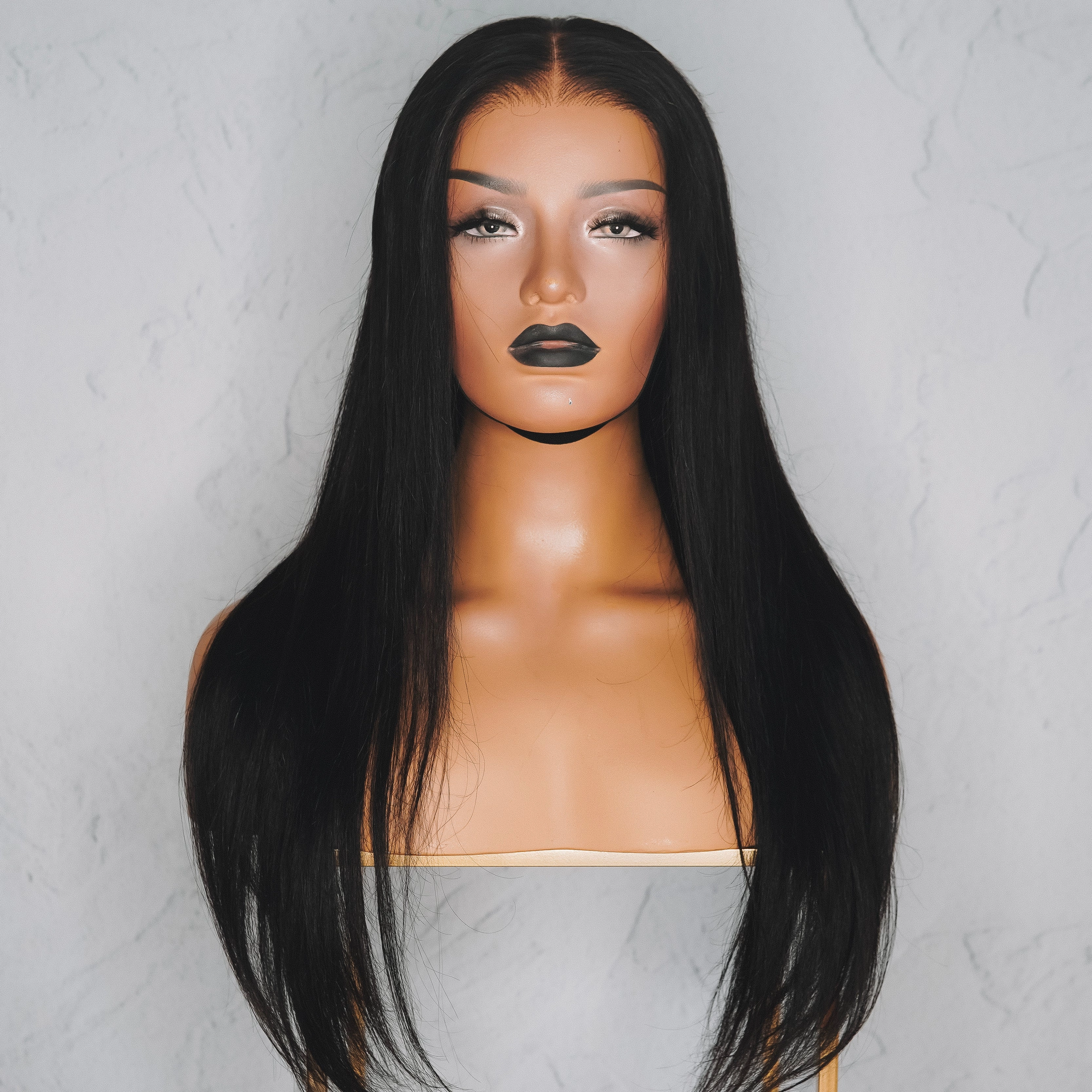 SEAMLESS #1 JET BLACK Straight Human Hair Wig 12" **READY TO SHIP**