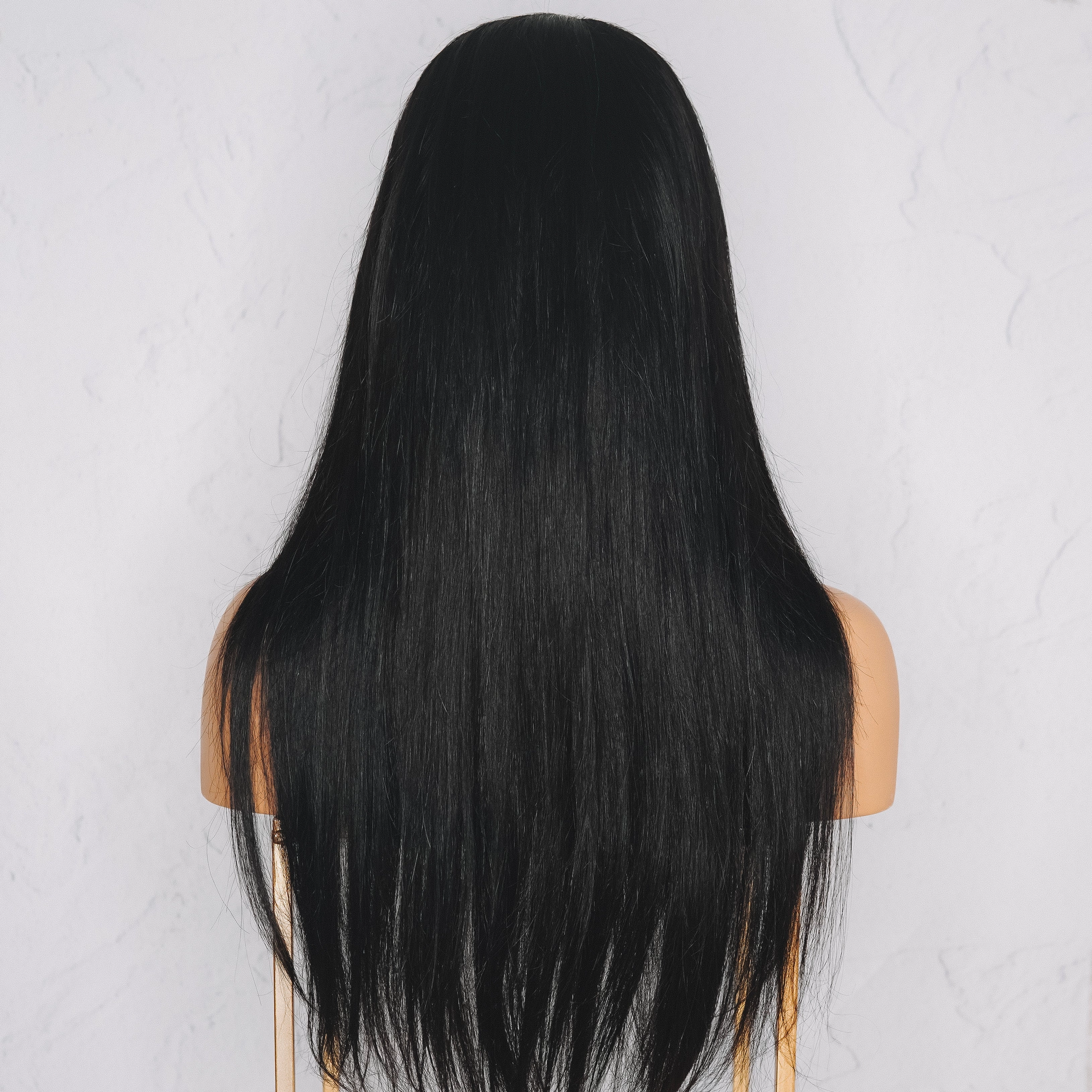 SEAMLESS Ready To Wear 20" 9x6" #1 JET BLACK Straight Human Hair Wig **READY TO SHIP**
