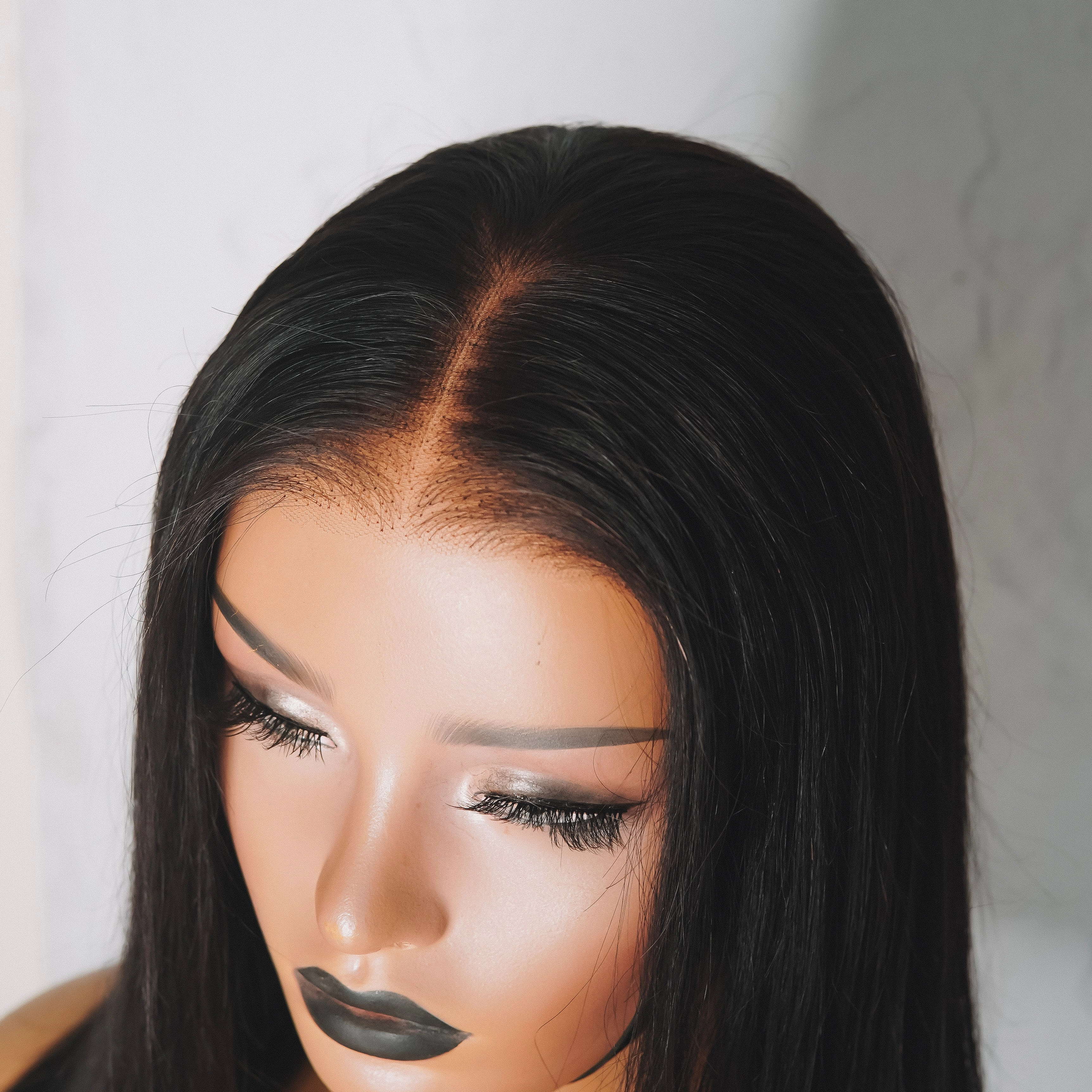 SEAMLESS Ready To Wear 20" 9x6" #1 JET BLACK Straight Human Hair Wig **READY TO SHIP**