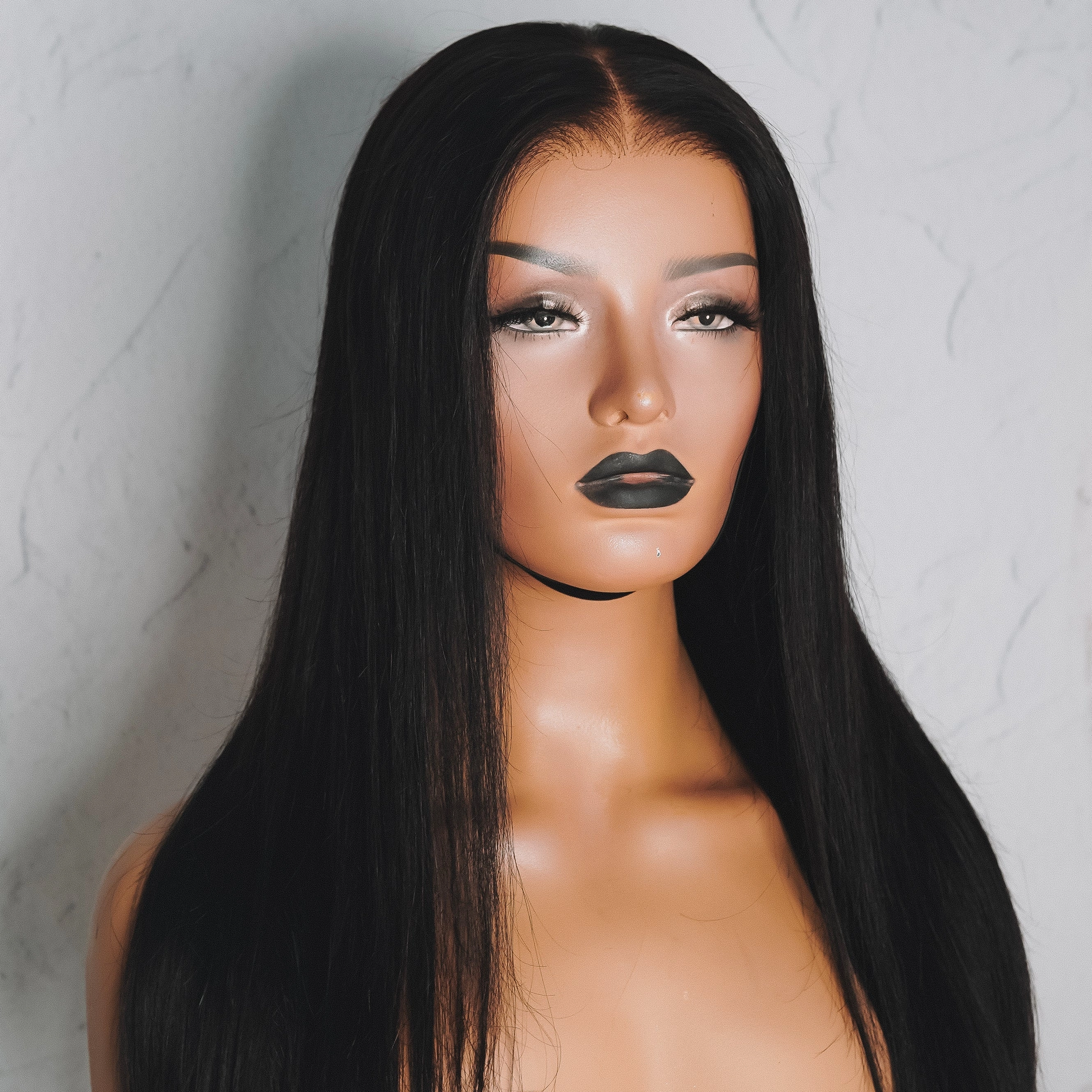 SEAMLESS Ready To Wear 20" 9x6" #1 JET BLACK Straight Human Hair Wig **READY TO SHIP**