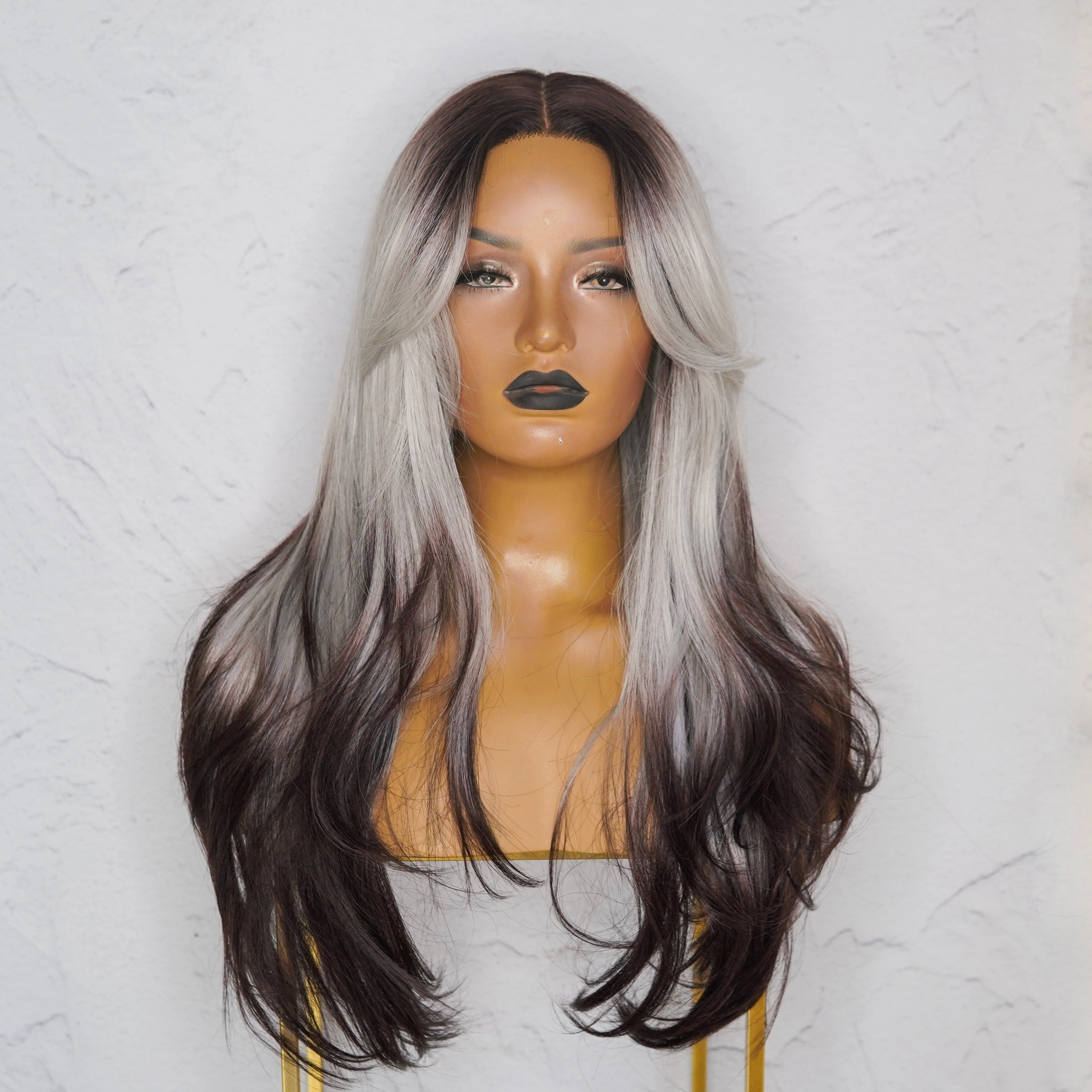 SELENE Grey Black Ombre Lace Front Wig