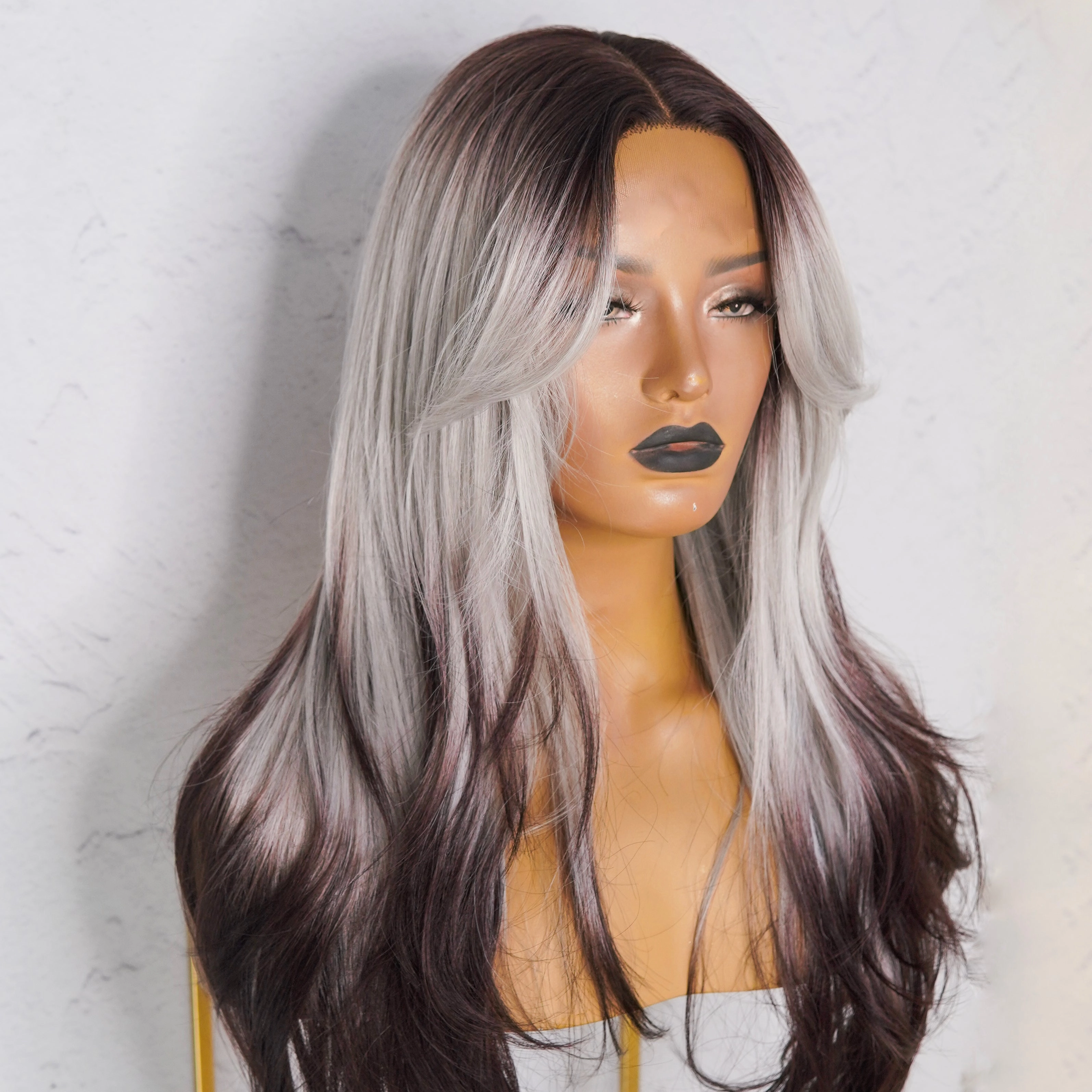 SELENE Grey Black Ombre Lace Front Wig