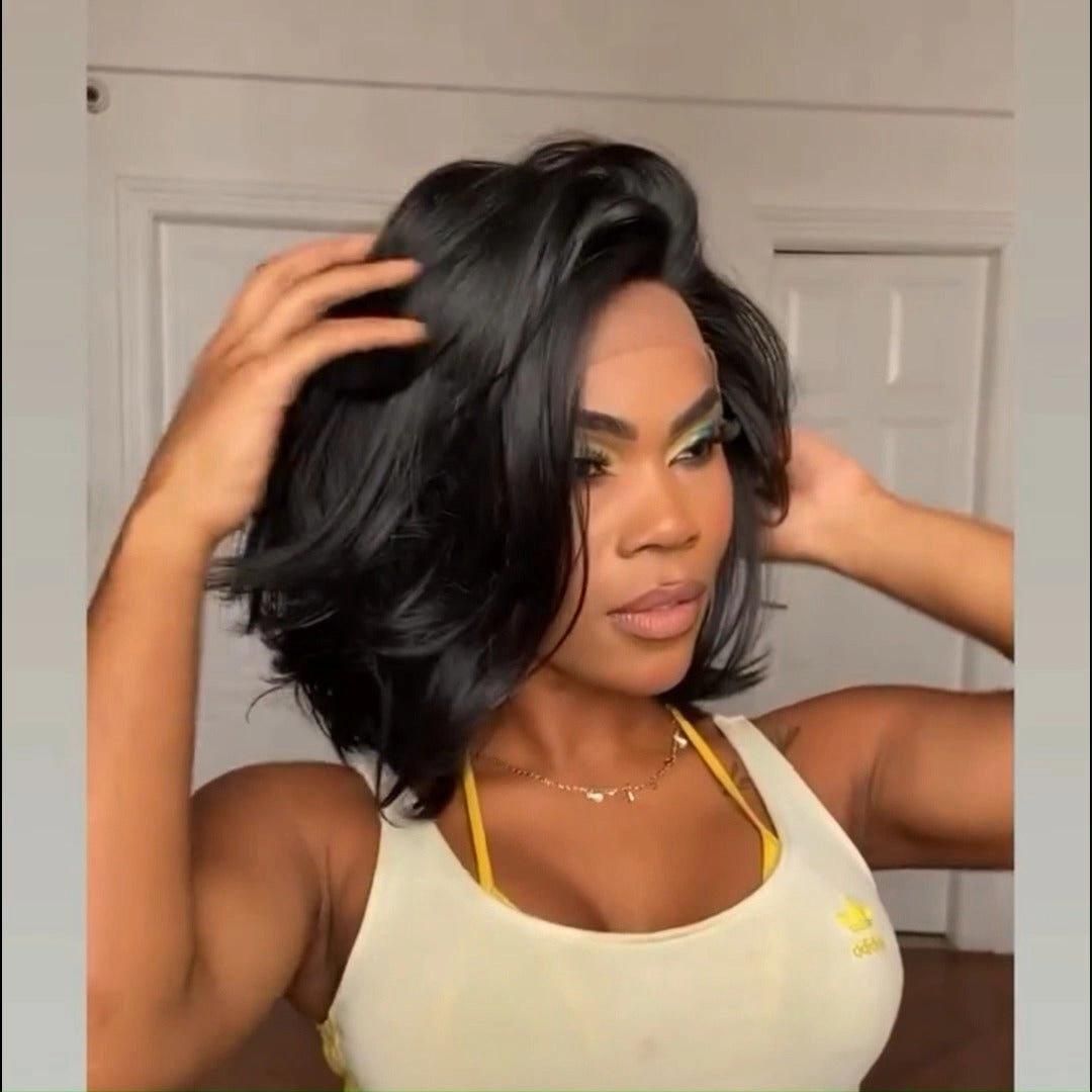 Short Bob Glueless Wigs Straight Natural 13x4 Lace Front Human Hair Wigs No Code Needed