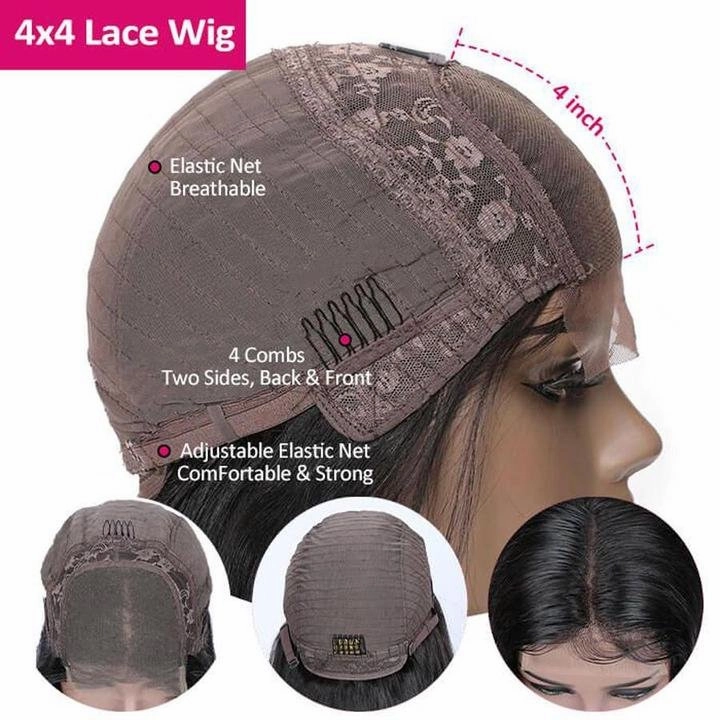 Short Curly Bob 4x4 HD Lace Closure Wig Thick Human Hair Bob Wigs 180%/250% Density With Baby Hair-Geeta Hair