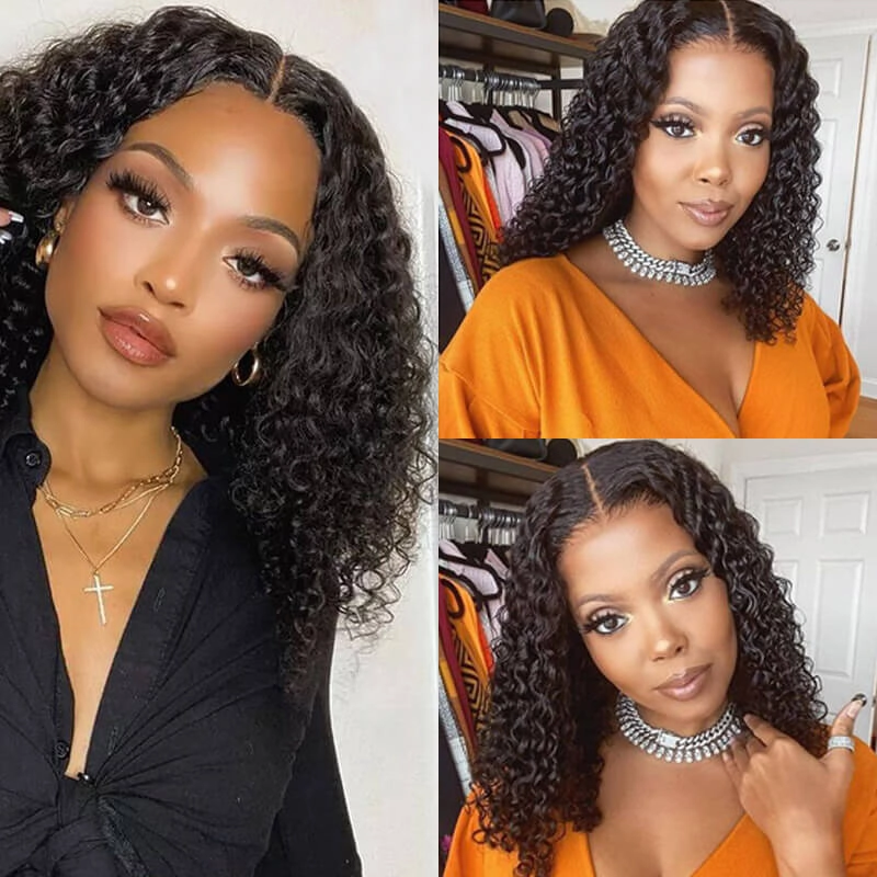 Short Curly Hair 4x4 Lace Closure/13x4 Lace front Wig Pre Plucked  Natural Hairline Glueless Human Hair Wigs-Geeta-hair