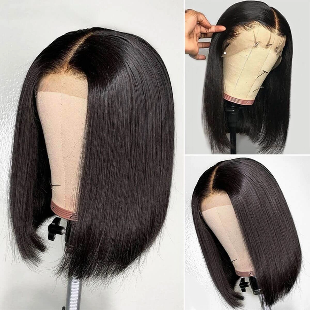 Short Straight Hair Bob Wig Pre Plucked 4x4 HD Lace Closure Human Hair Bob Wigs-Geeta Hair