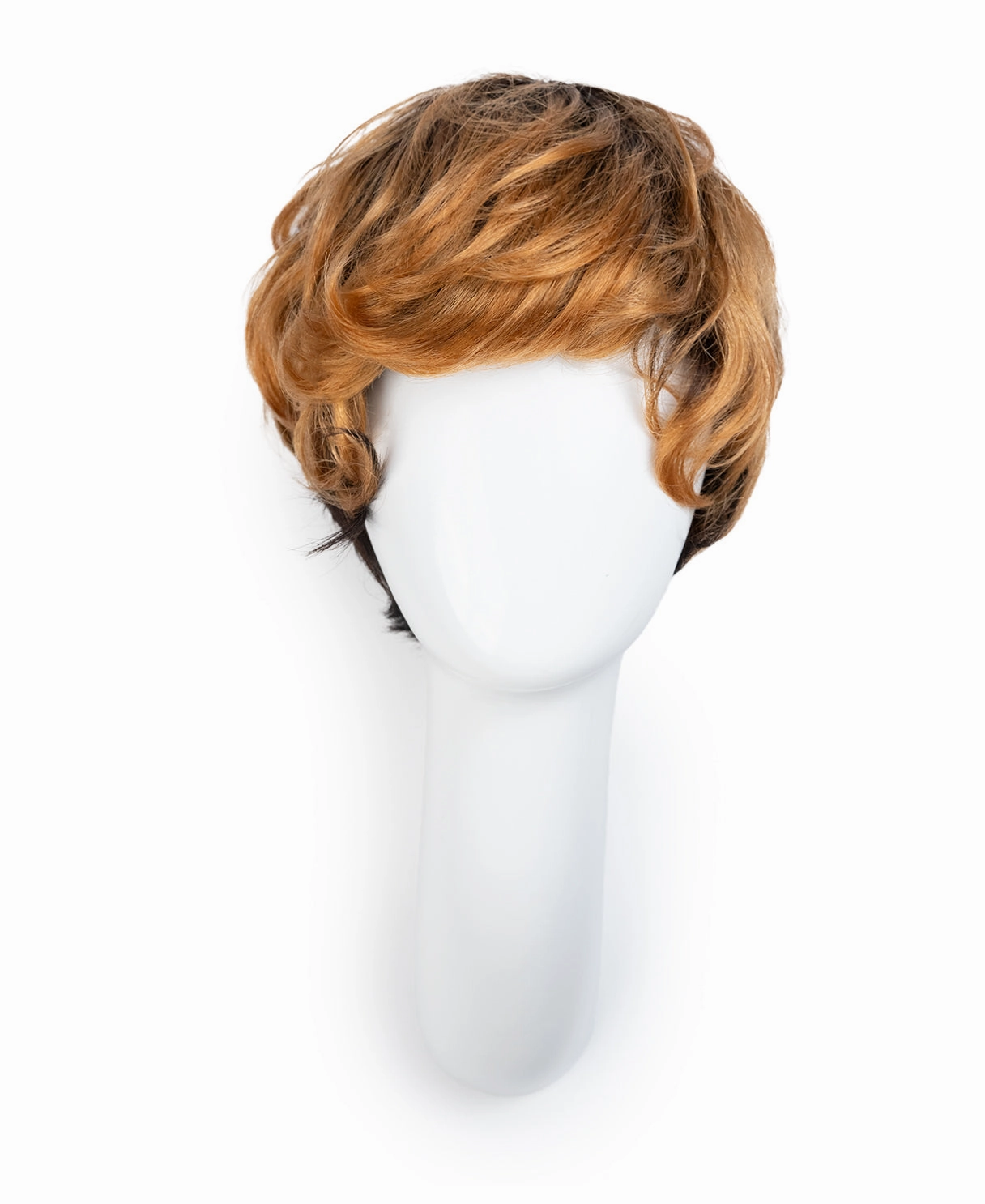 short wedge human wig - 4" rooted strawberry blonde.