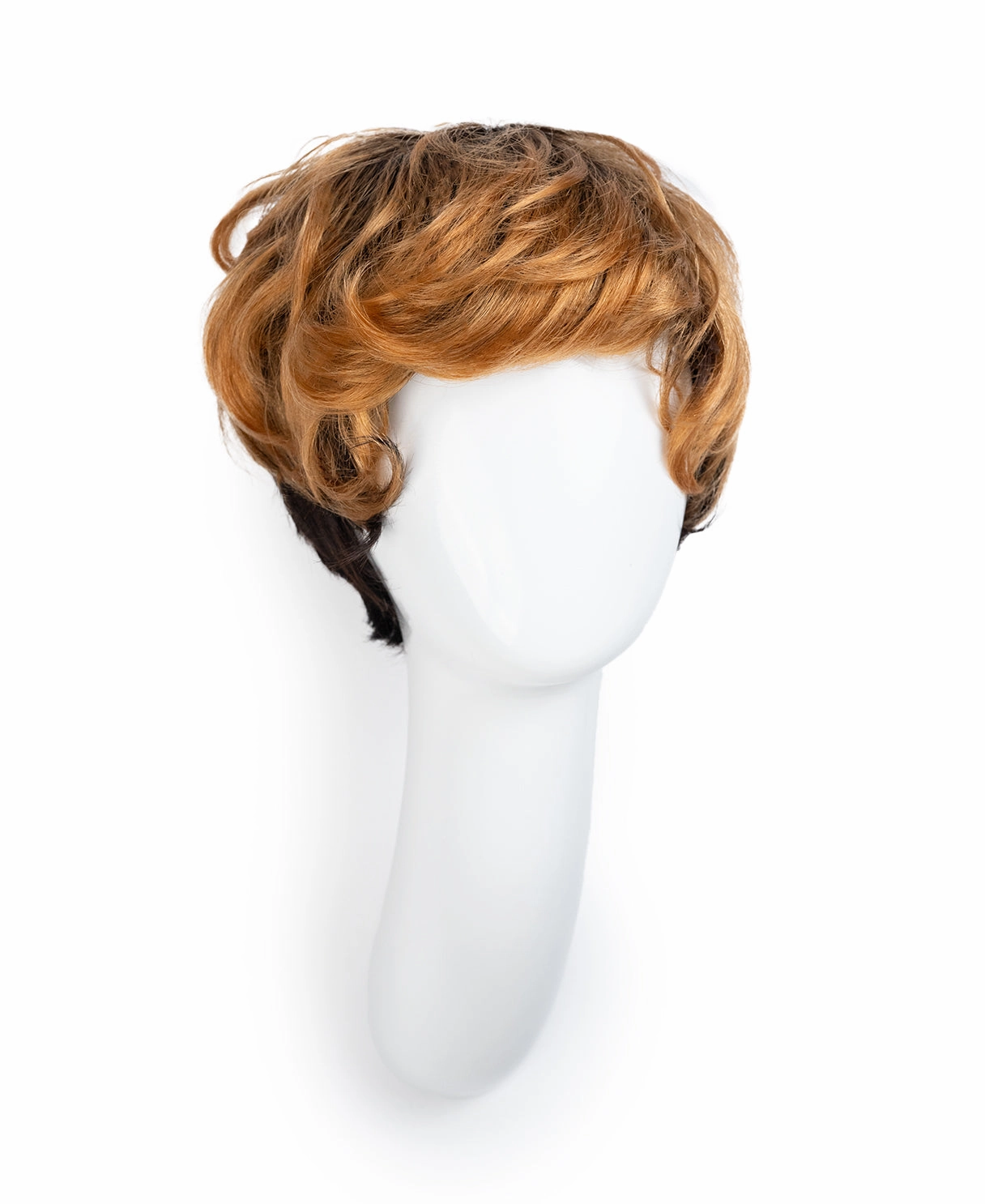 short wedge human wig - 4" rooted strawberry blonde.