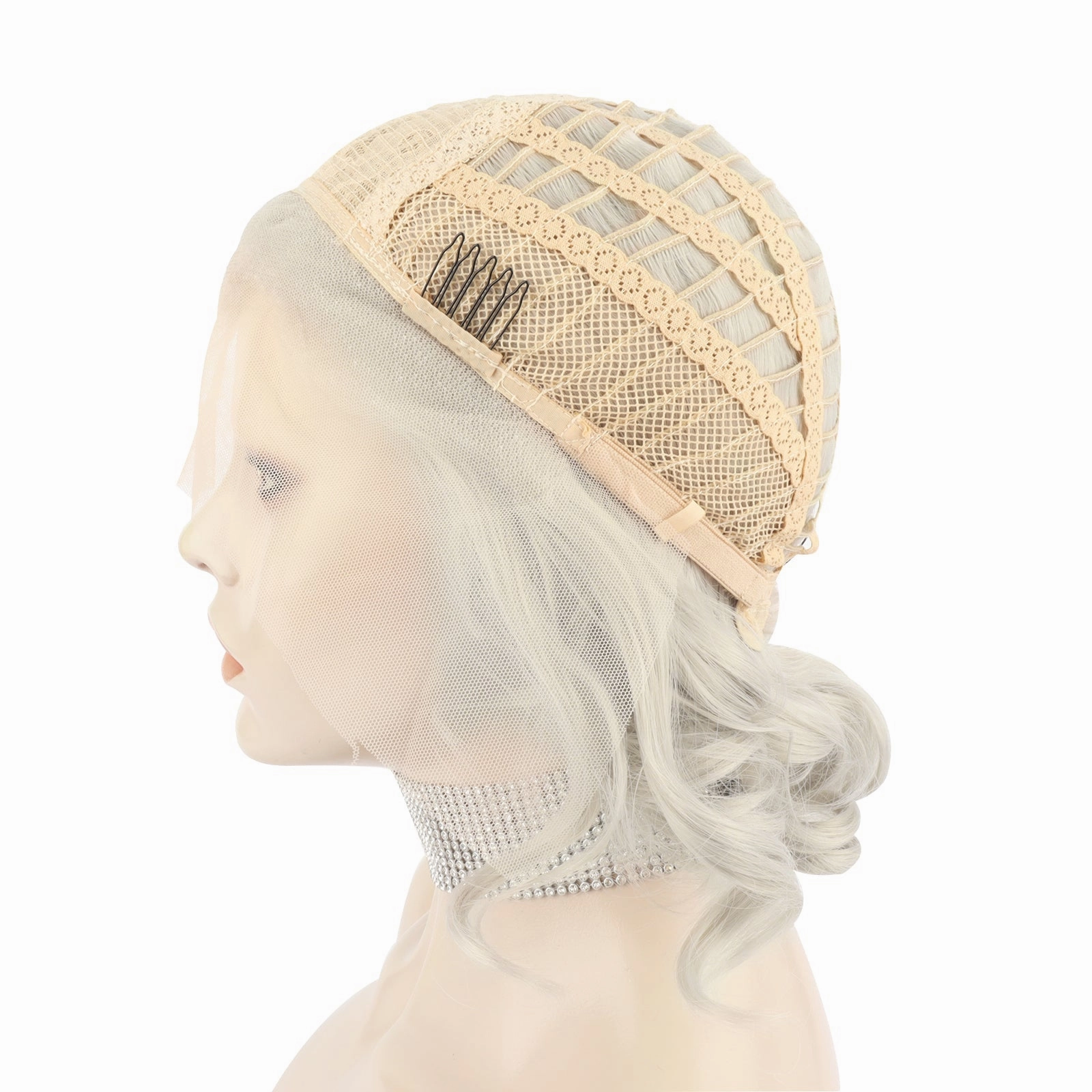 Silver Gray Wavy Short Lace Front Synthetic 1940S Wig