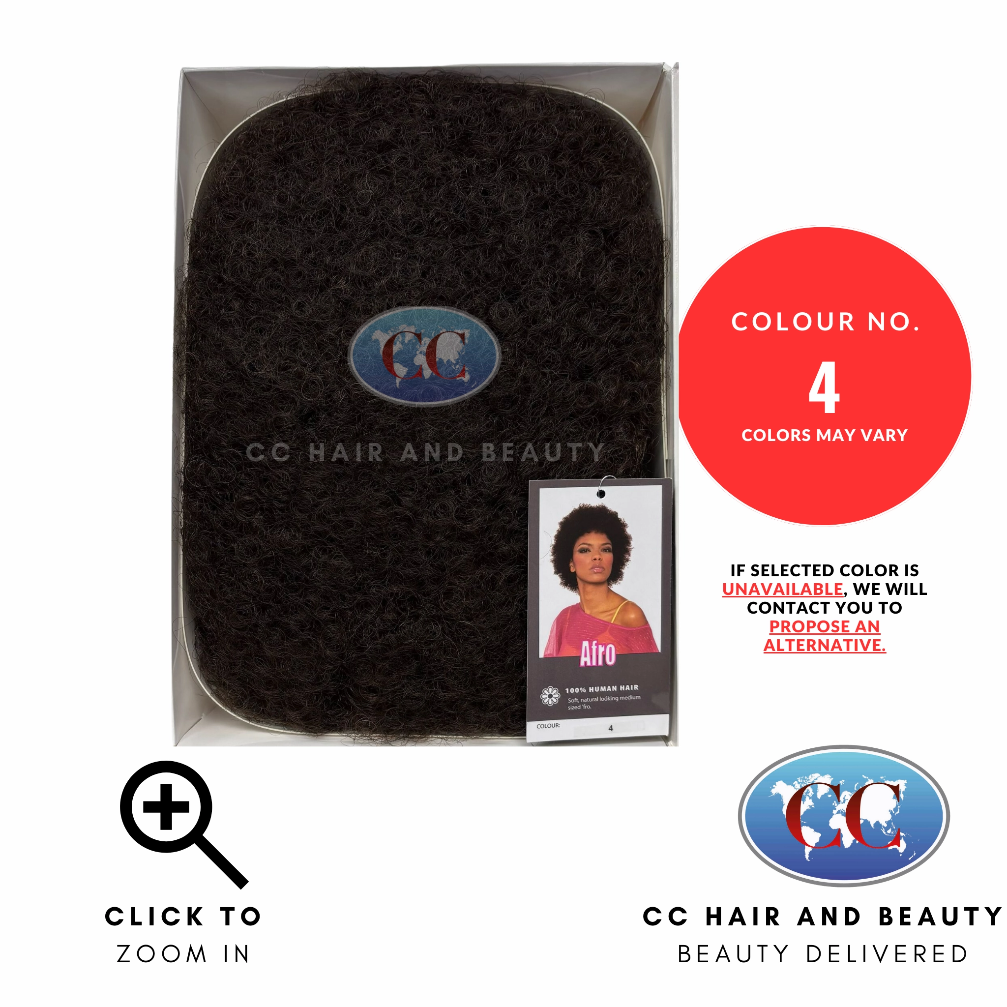 Sleek Human Hair Wig - Afro Wig