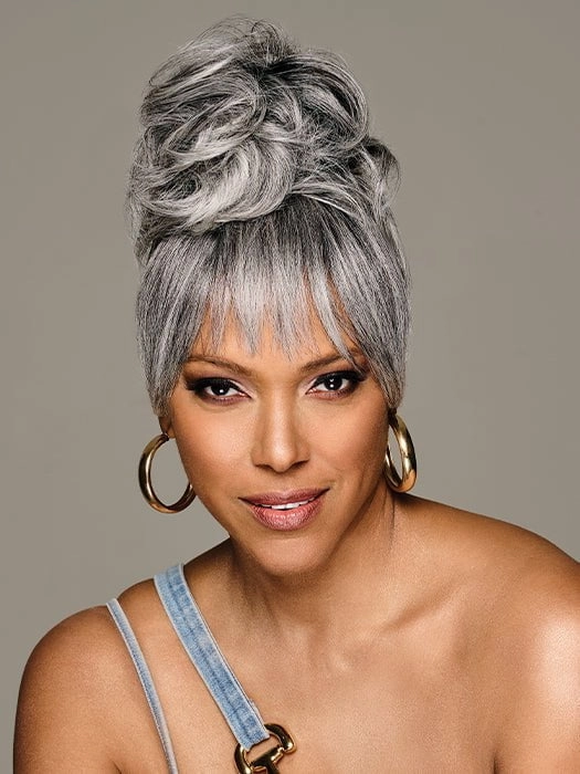 Sleek Style Bun & Bangs | Synthetic Hairpiece