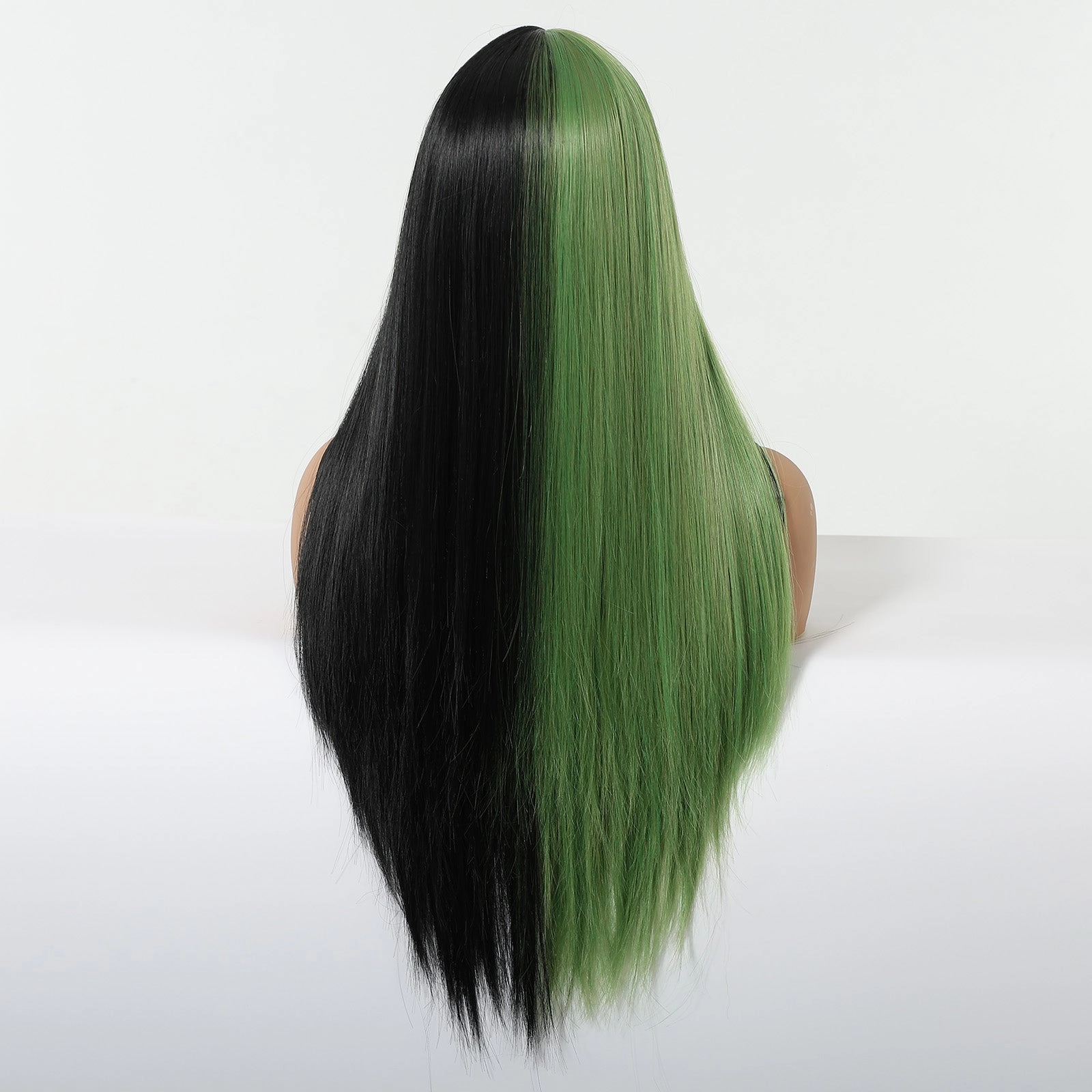 Split-Dye Black & Green with Full Fringe Wig - MARKETPLACE