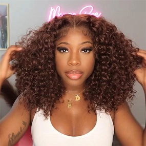 Spring Sale Reddish Brown 5X5 HD Lace Closure Deep Curly Bob Wig Glueless Curly Red Wine Invisible Lace Human Hair Bob Wigs