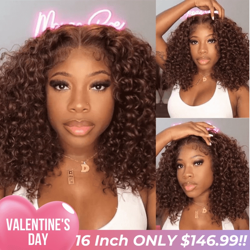 Spring Sale Reddish Brown 5X5 HD Lace Closure Deep Curly Bob Wig Glueless Curly Red Wine Invisible Lace Human Hair Bob Wigs