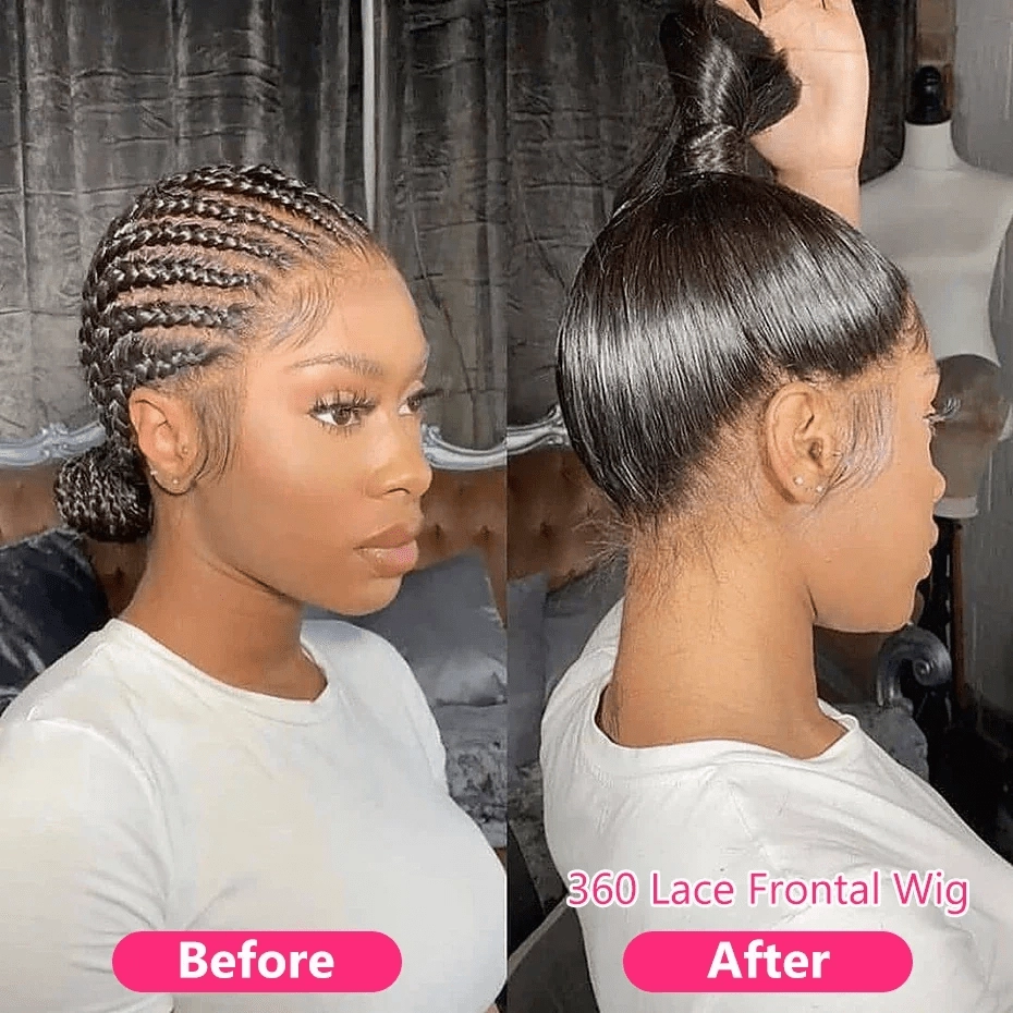 Straight Hair 360 Lace Frontal Wigs Pre Plucked With Baby Hair 100% Virgin Human Hair Wigs Near Me-GeetaHair