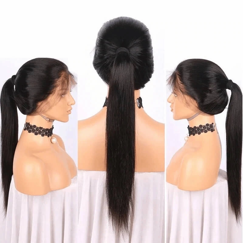 Straight Hair 360 Lace Frontal Wigs Pre Plucked With Baby Hair 100% Virgin Human Hair Wigs Near Me-GeetaHair