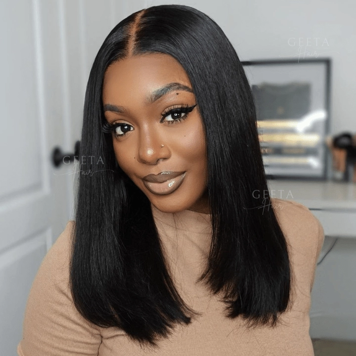 Straight Pre Plucked 4x4/13x4 HD Lace Shoulder Length Human Hair Bob Wigs-Geeta Hair