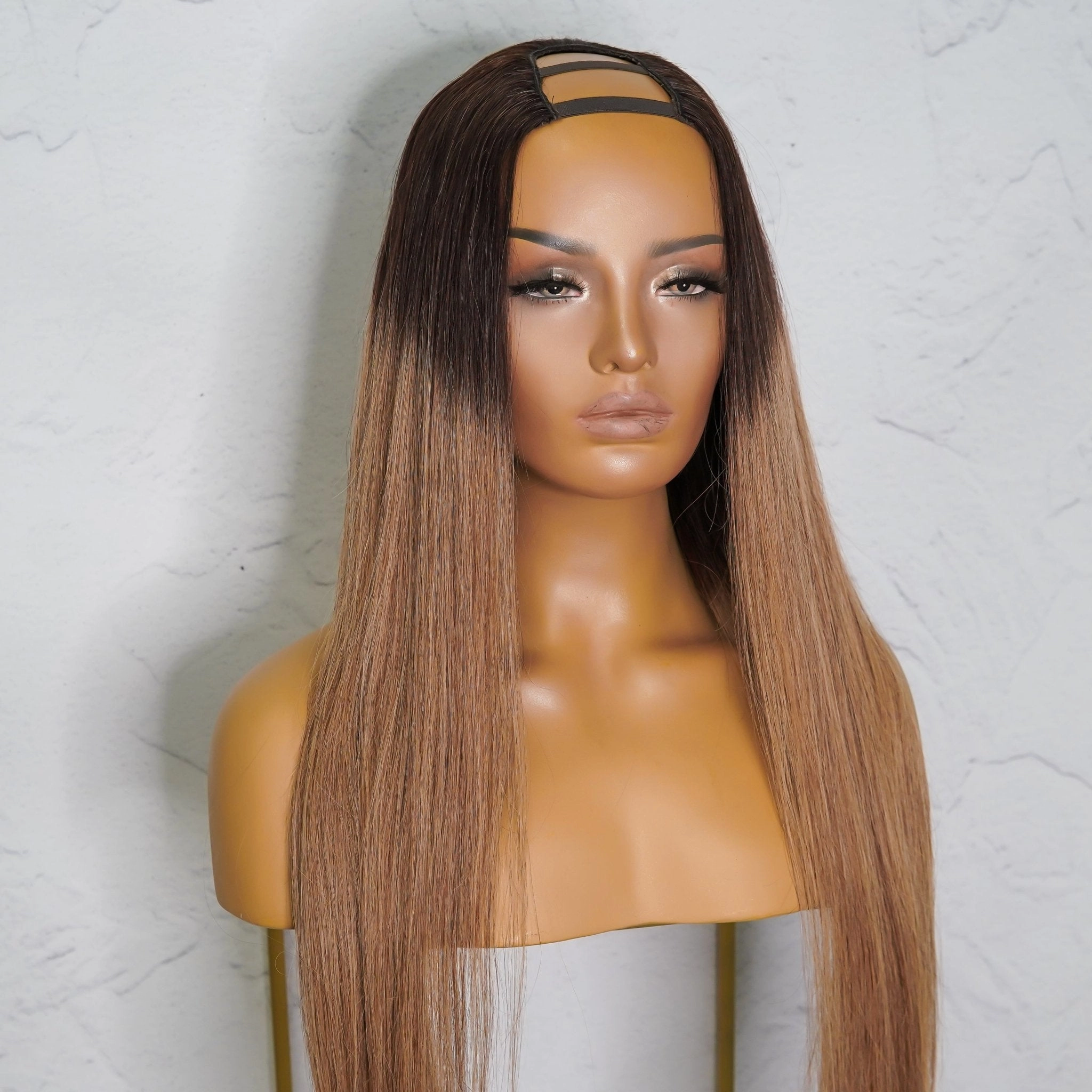 SUZY Ombre Brown Human Hair U Part Wig