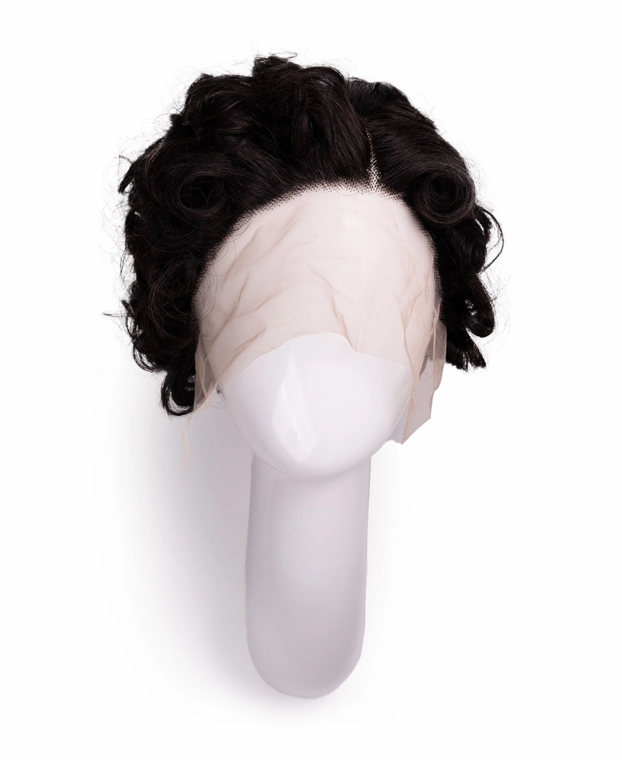 t-part curly human wig - 6" natural black.