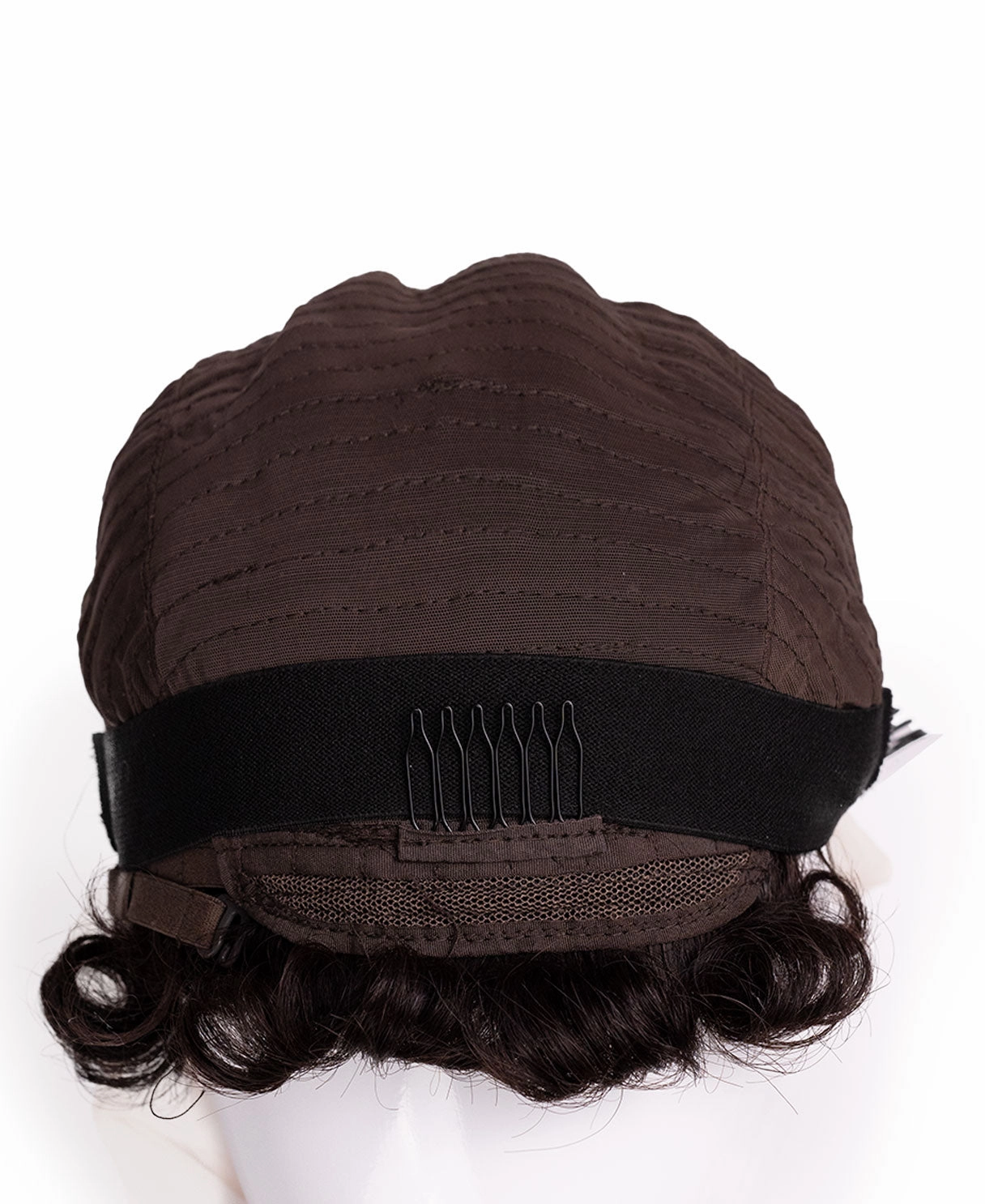 t-part curly human wig - 6" natural black.