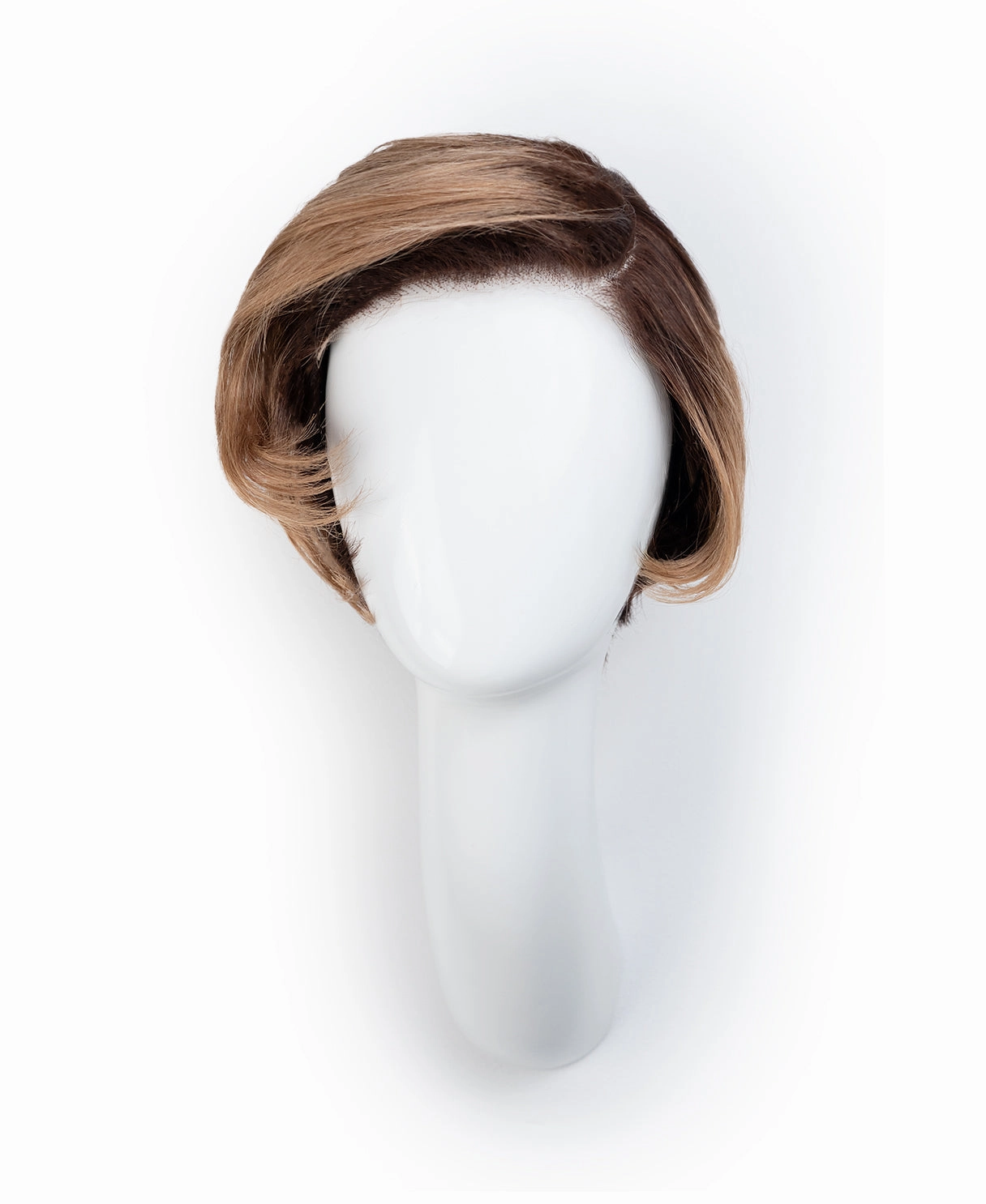 t-part wedge bob human wig - 6" rooted dirty blonde.