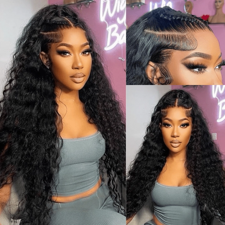 Tax Return Sale Black Curly Hair 13x4 HD Lace Front Wig 100% Virgin Human Hair Wigs Pre Plucked Hairline-Geeta Hair