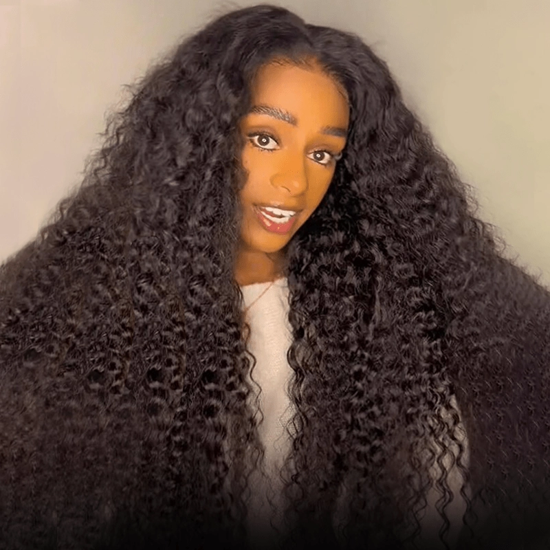 Tax Return Sale Black Curly Hair 13x4 HD Lace Front Wig 100% Virgin Human Hair Wigs Pre Plucked Hairline-Geeta Hair