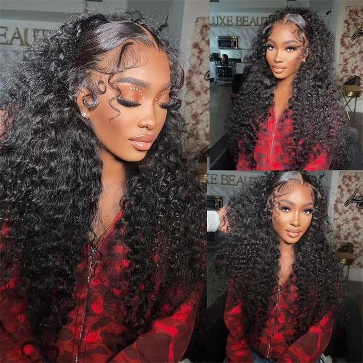 Tax Return Sale Black Curly Hair 13x4 HD Lace Front Wig 100% Virgin Human Hair Wigs Pre Plucked Hairline-Geeta Hair