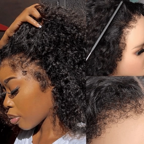 Type 4C Kinky Hairline Spanish Curly 13x4 Undetectable Lace Human Hair Wigs With Baby Hair Realistic Hairline-Geeta Hair