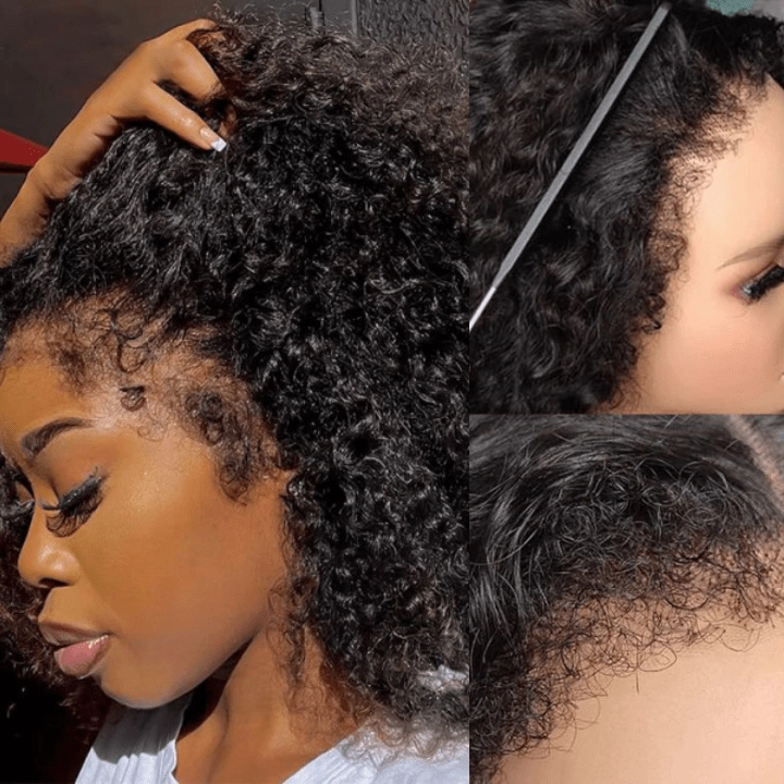 Type 4C Kinky Hairline Spanish Curly 13x4 Undetectable Lace Human Hair Wigs With Baby Hair Realistic Hairline-Geeta Hair