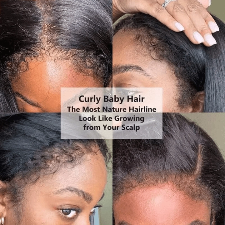 Type 4C Natural Edges Curly Free Parting 13x4 Invisible Lace Front Wig With Kinky Baby Hairline-Geeta Hair