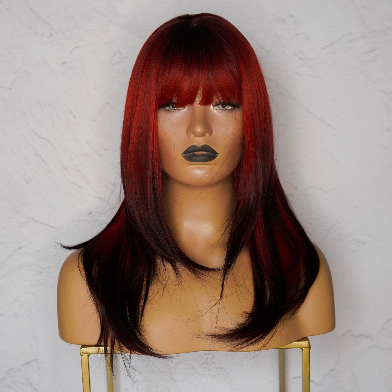 VALENTINA Ombre Red Fringe Wig