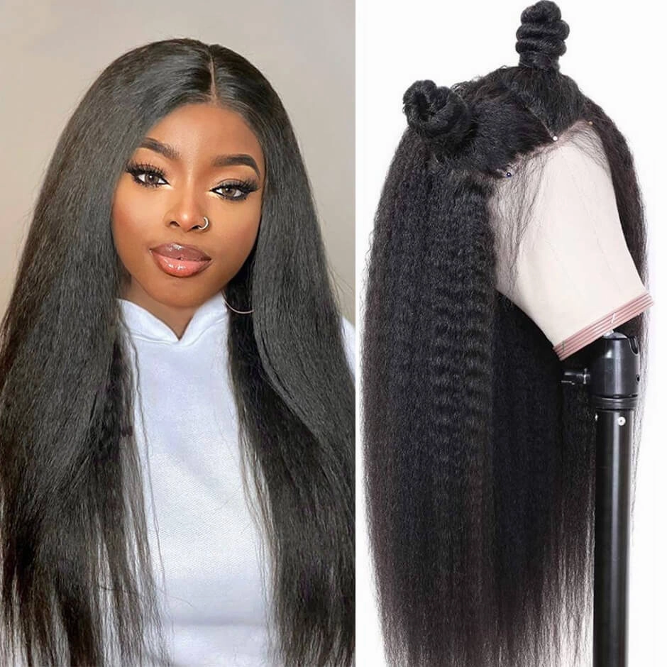 Valentine's Day Flash Sale:13x6 HD Lace Kinky Straight Human Hair Wig, 48hrs Only