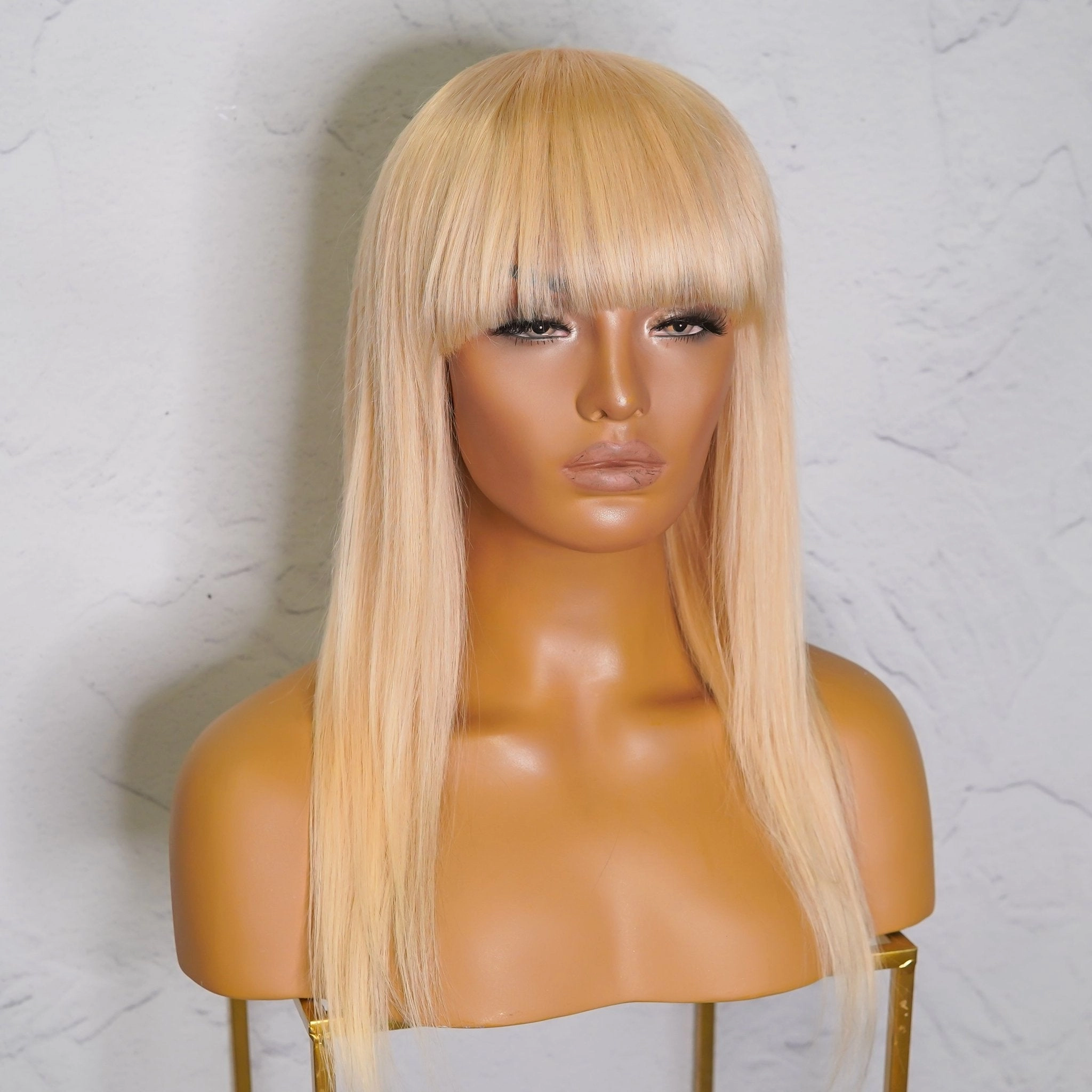 VICTORIA Blonde Human Hair Fringe Wig 20" **READY TO SHIP**