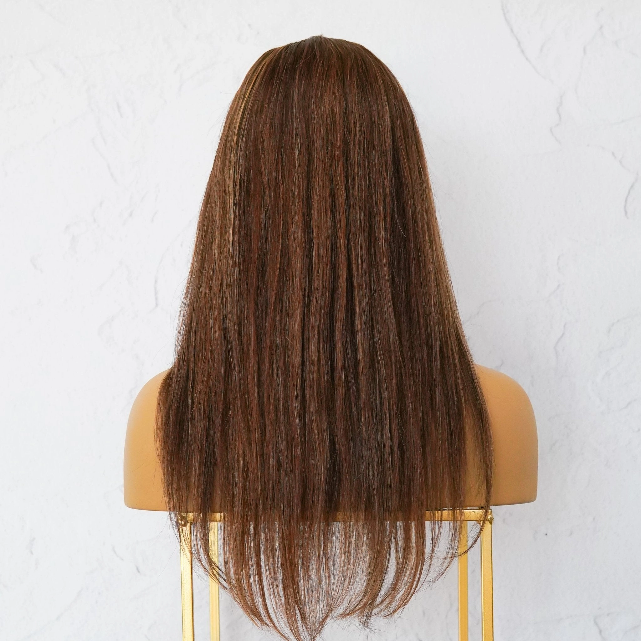 VICTORIA Brown Human Hair Fringe Wig ** READY TO SHIP **