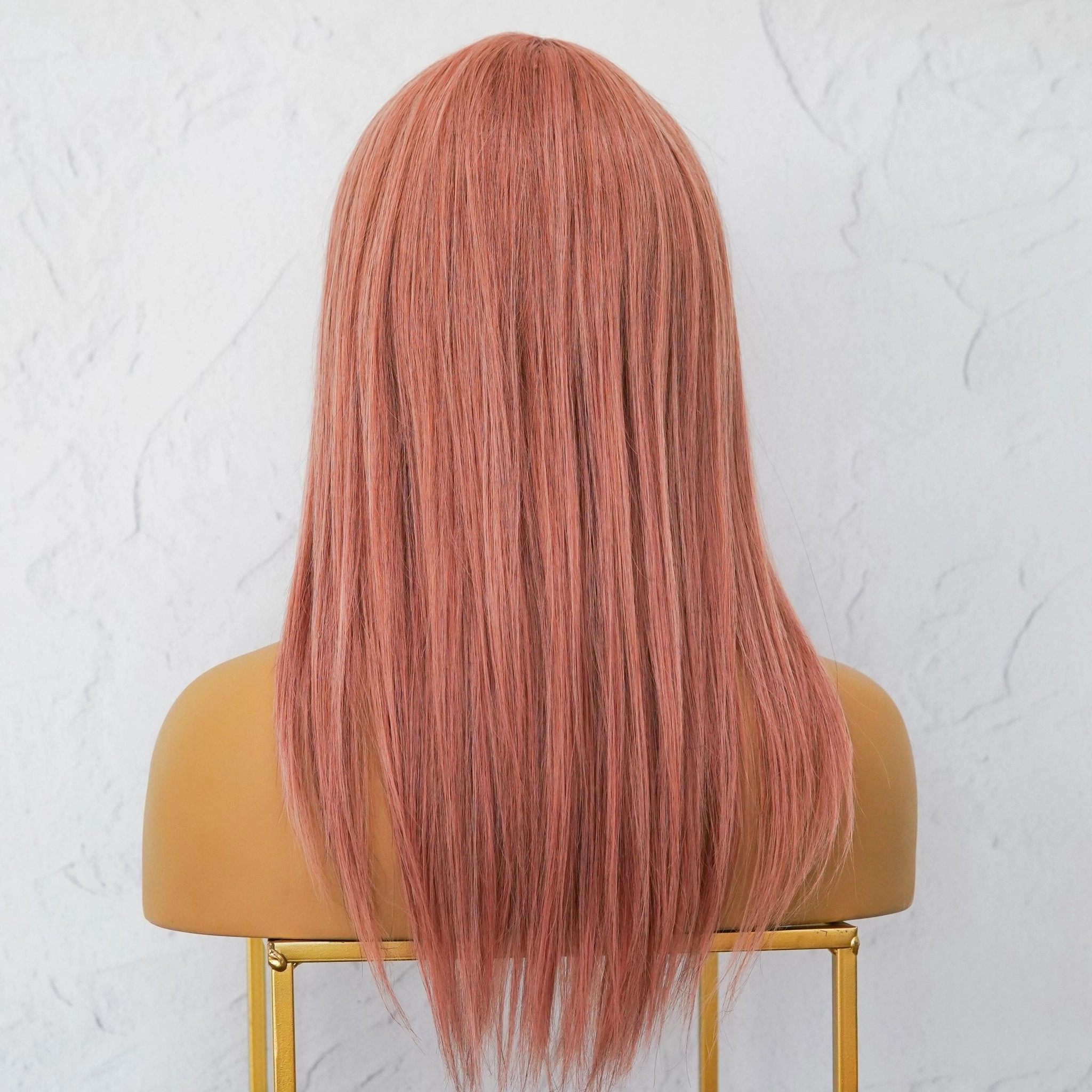 VICTORIA Dusty Pink Human Hair Fringe Wig