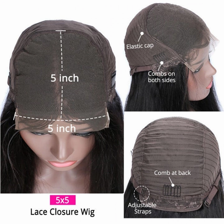 Water Wave Hair Glueless 5x5 HD Lace Closure Wig 100% Virgin Human Hair Pre Plucked Hairline Glueless Wig -Geeta Hair