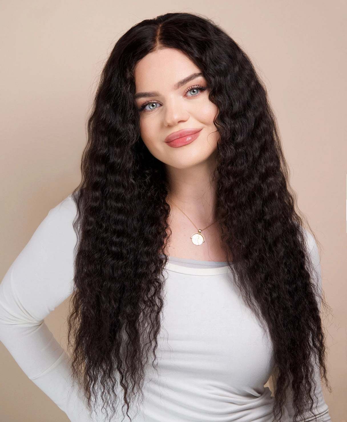 wavy human wig - 22 natural black.