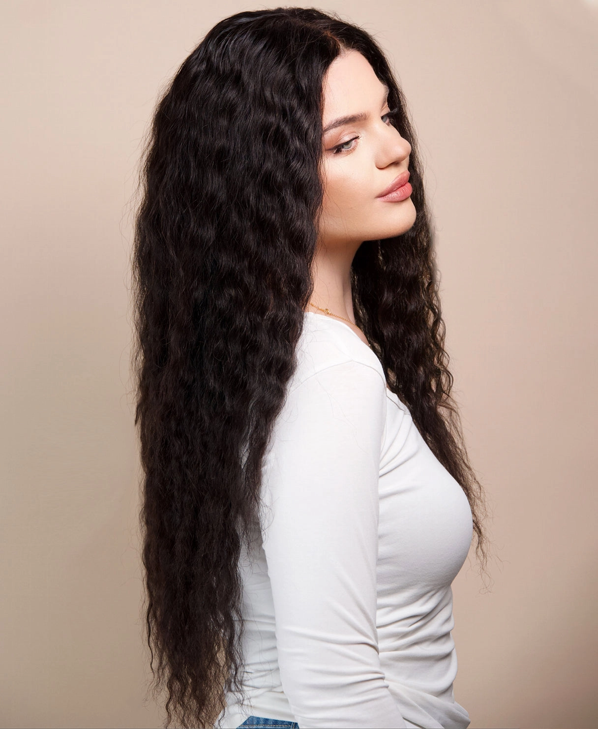 wavy human wig - 22 natural black.