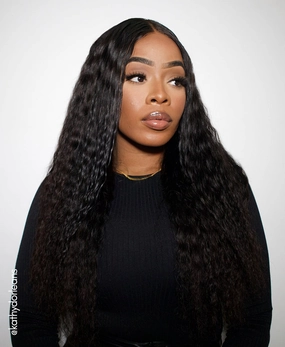 wavy human wig - 22 natural black.