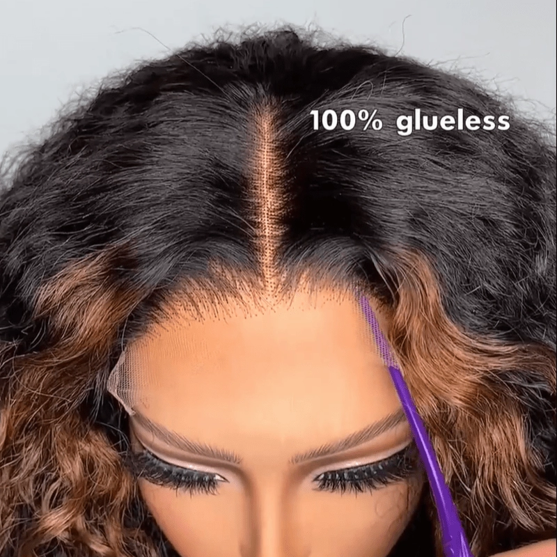 Wear and Go Glueless Wigs Highlight Ombre Short Bob Lace Front Wig Human Hair 180% Density